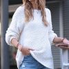 Women * | Coupon 42Pops Bone Popcorn-Texture Crewneck Bishop-Sleeve Sweater Women