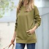 Women * | Budget 42Pops Khaki Crewneck Long-Sleeve Pocket Sweatshirt Women