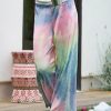 Women * | Buy 42Pops Pink & Purple Tie-Dye Ribbed Wide-Leg Pants Women