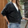 Women * | Best Pirce 42Pops Charcoal Loose-Fit V-Neck Button-Up Cardigan Women