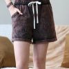 Women * | New 42Pops Rust Brown Mineral Wash Drawstring Cuffed-Hem Pocket Shorts Women