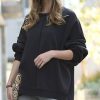 Women * | Best Sale 42Pops Black Seam-Detail Oversize Asymmetric-Hem Sweatshirt Women