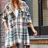 Women * | Flash Sale 42Pops White & Green Plaid Pocket Zip-Up Hooded Coat Women