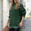 Women * | Cheapest 42Pops Dark Green Raw-Seam Mock Neck Long-Sleeve Oversize Sweater Women