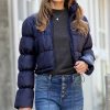 Women * | Budget 42Pops Navy Crop Pocket Puffer Jacket Women