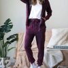 Women * | Deals 42Pops Dark Plum Mineral-Wash Zip-Up Hoodie & Joggers Women