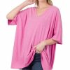 Other * | Best Deal 42Pops Heather Mauve Oversize Drop-Shoulder V-Neck Short-Sleeve Tee Women