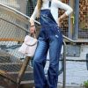 Women * | Brand New 42Pops Dark Blue Distressed Denim Overalls Women