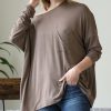 Other * | Best Reviews Of 42Pops Mocha Crewneck Long-Sleeve Pocket Top Women