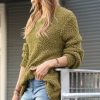 Women * | Coupon 42Pops Khaki Popcorn-Texture Crewneck Bishop-Sleeve Sweater Women